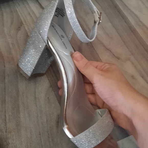 bandolio silver glitter sparkley block heel - Picture 3 of 3